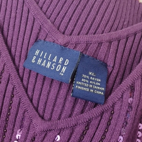 ❤️Bundle Only❤️ HILLARD & HANSON Purple Sequin Sparkly Knit Tank - Picture 5 of 11